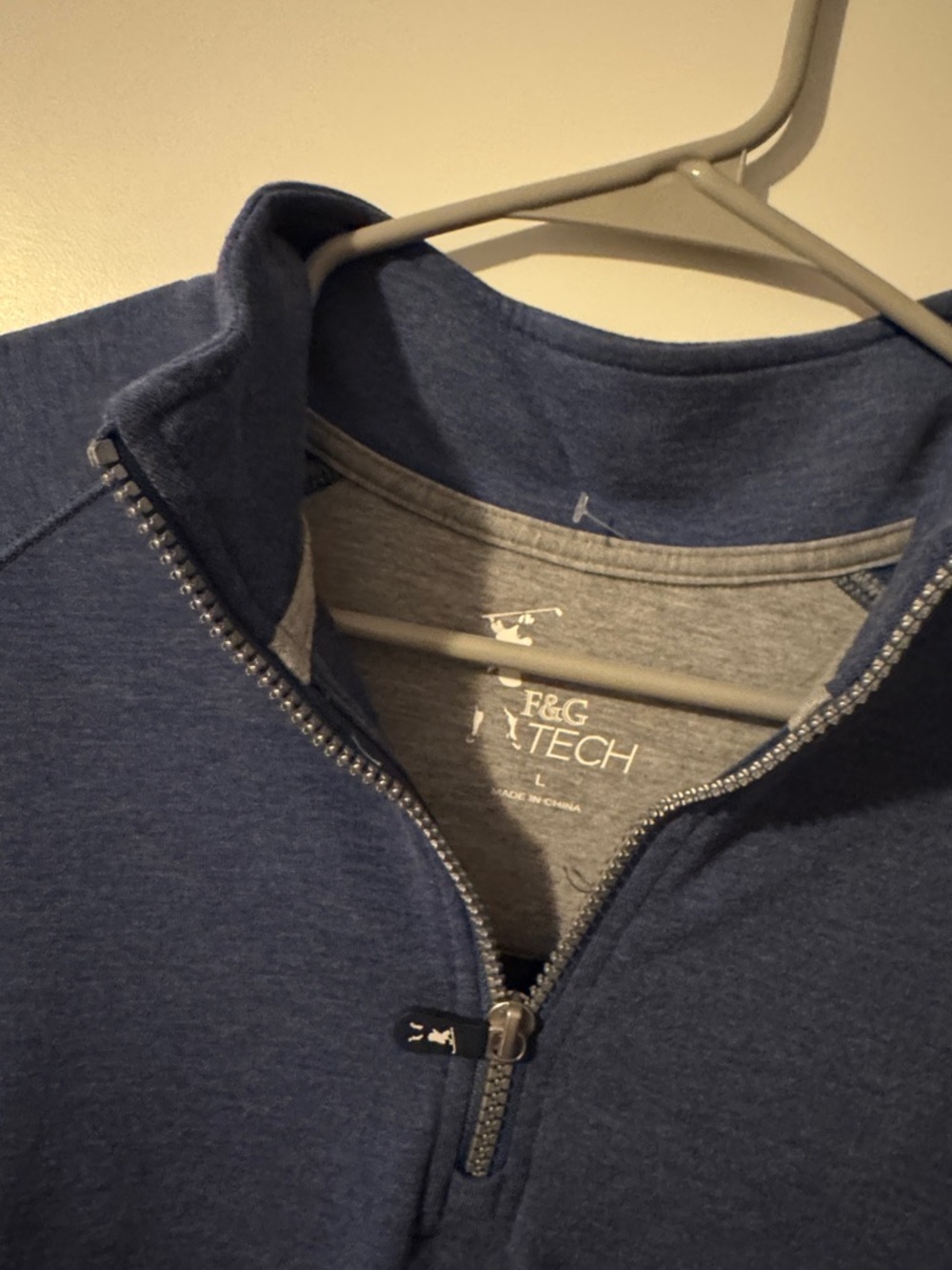 F&G Tech Pullover 1/4 Zip Long Sleeve‎ Mens Large L Blue Golf EUC - Picture 4 of 5